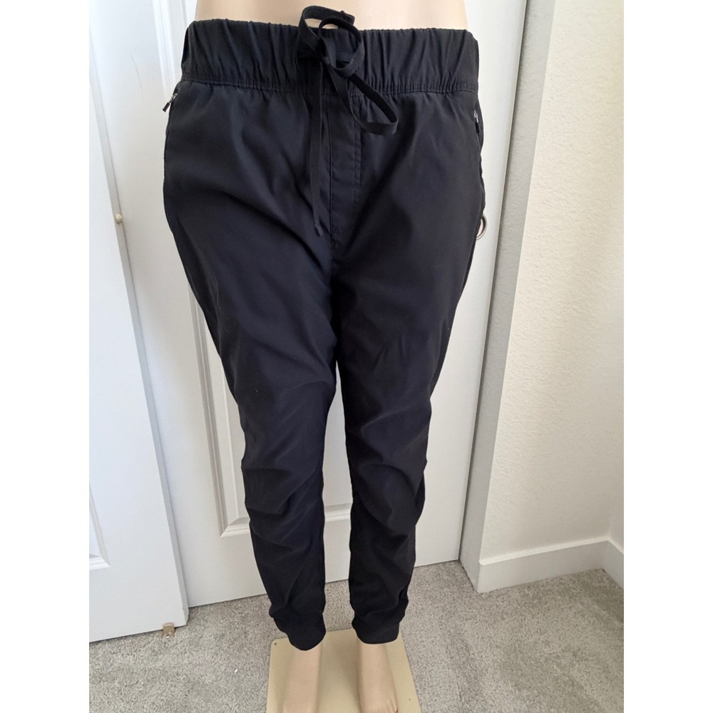 Eddie Bauer Women 10 Black Fleece Lined Joggers Outdoor Hiking Pants Drawstring